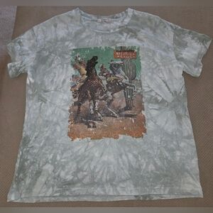 Delila Texas cowboy cowgirl Embroidered Patchwork Short Sleeve Shirt size Large